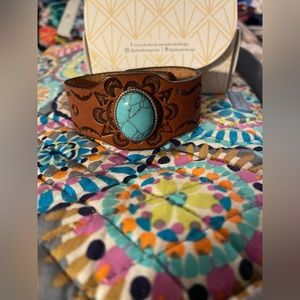 Plunder Ellen Leather Turquoise Bracelet
